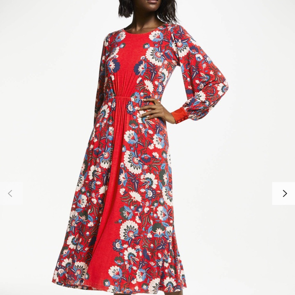 Boden Red Floral Midi Dress